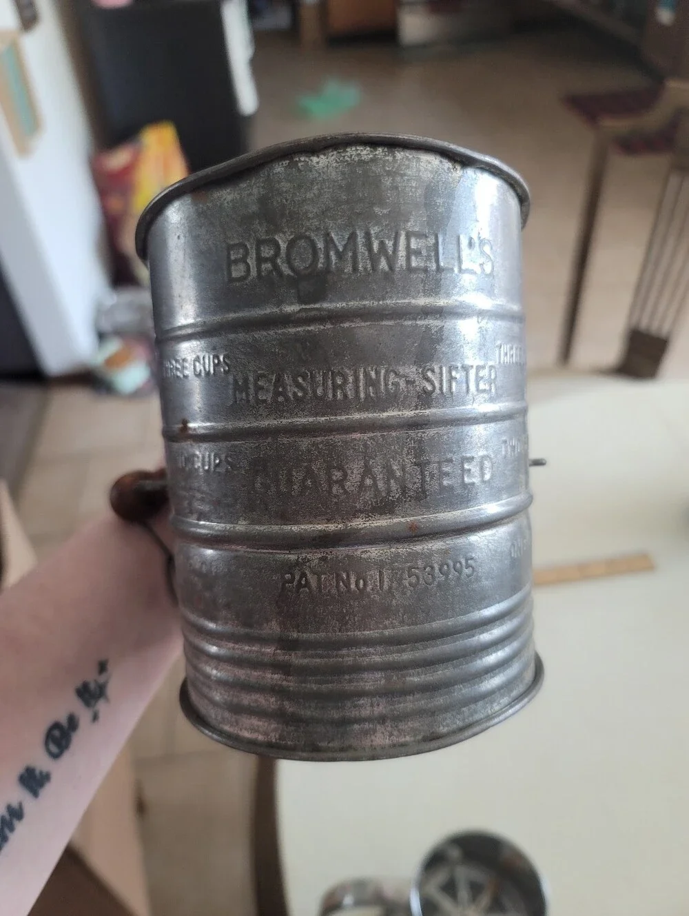 Vintage 1930s Jacob Bromwell Flour Sifter & Stainless Steel Squeeze Sifter Lot